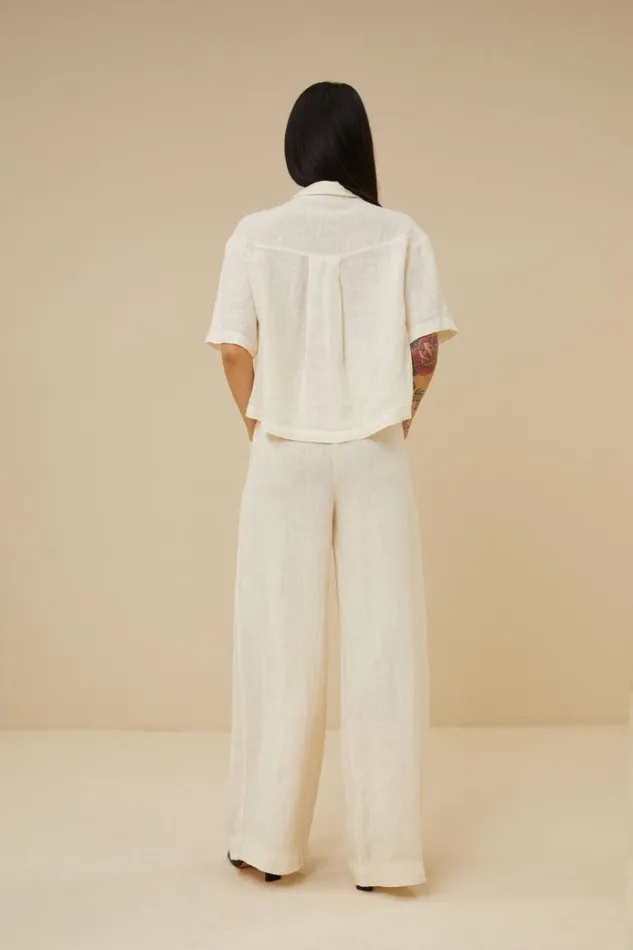 ByBar Blouses Vrouwelijk Cris Linen Blouse Cream ByBar Blouses Vrouwelijk Cris Linen Blouse Cream