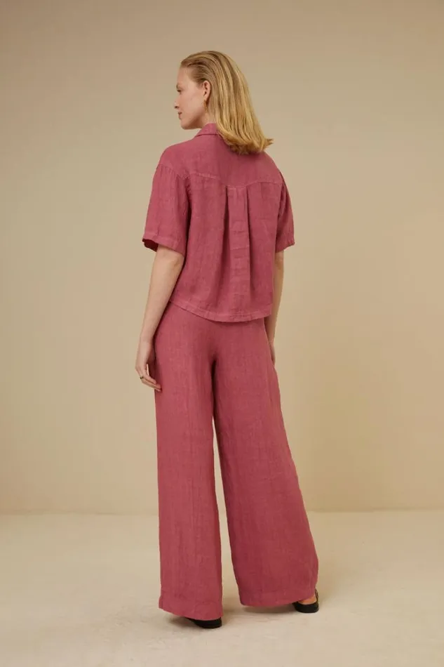 ByBar Blouses Vrouwelijk Cris Linen Blouse Raspberry ByBar Blouses Vrouwelijk Cris Linen Blouse Raspberry