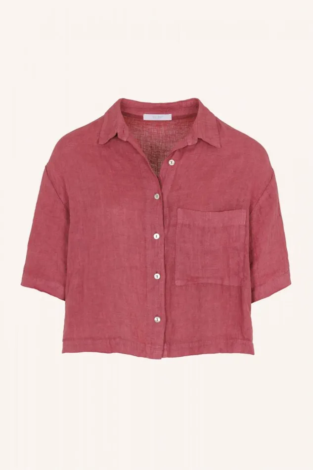 ByBar Blouses Vrouwelijk Cris Linen Blouse Raspberry ByBar Blouses Vrouwelijk Cris Linen Blouse Raspberry