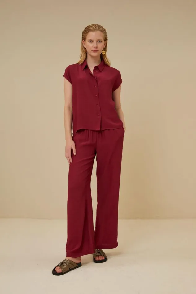 ByBar Blouses Vrouwelijk Kiek Viscose Top Grenache