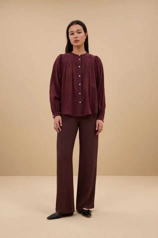 ByBar Blouses Vrouwelijk Meggie Voile Blouse Pecan