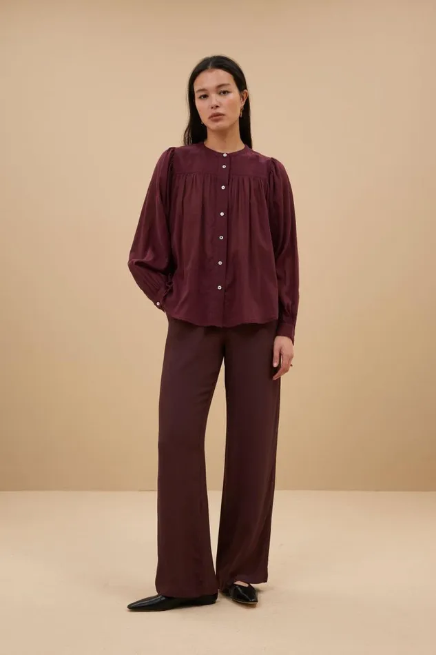 ByBar Blouses Vrouwelijk Meggie Voile Blouse Pecan ByBar Blouses Vrouwelijk Meggie Voile Blouse Pecan