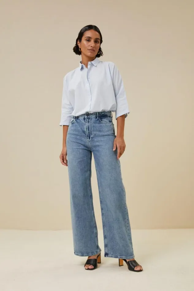 ByBar Blouses Vrouwelijk Norel Chambray Blouse Light Blue