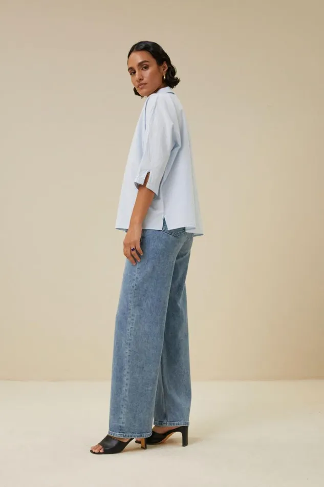 ByBar Blouses Vrouwelijk Norel Chambray Blouse Light Blue ByBar Blouses Vrouwelijk Norel Chambray Blouse Light Blue