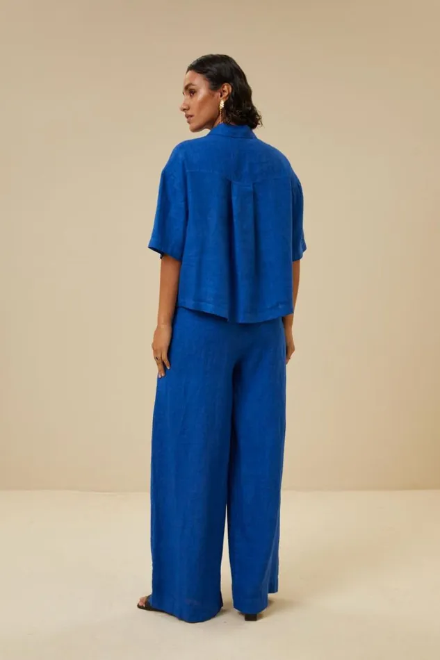 ByBar Broeken Vrouwelijk Eli Linen Pant Kingsblue ByBar Broeken Vrouwelijk Eli Linen Pant Kingsblue