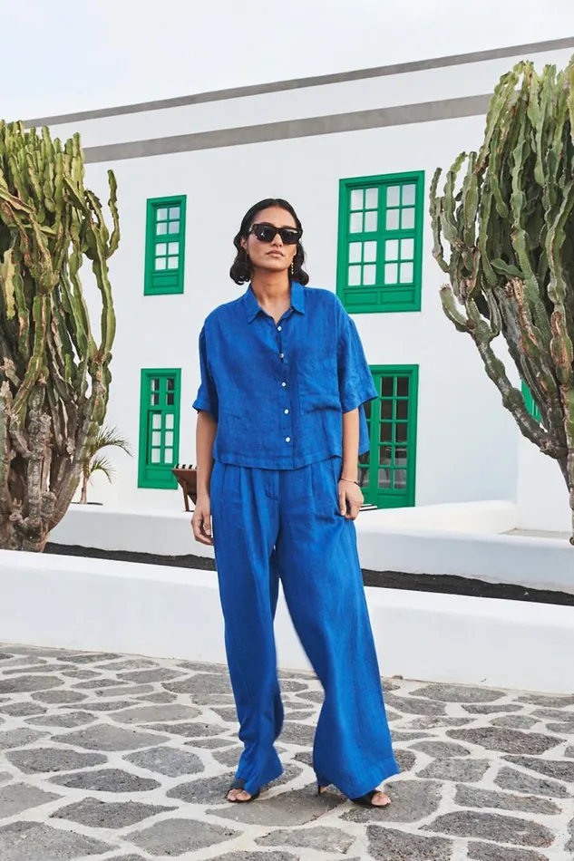 ByBar Broeken Vrouwelijk Eli Linen Pant Kingsblue ByBar Broeken Vrouwelijk Eli Linen Pant Kingsblue