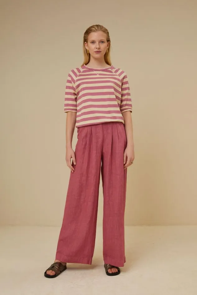 ByBar Broeken Vrouwelijk Eli Linen Pant Raspberry