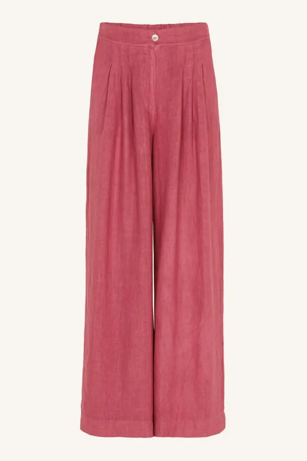 ByBar Broeken Vrouwelijk Eli Linen Pant Raspberry ByBar Broeken Vrouwelijk Eli Linen Pant Raspberry