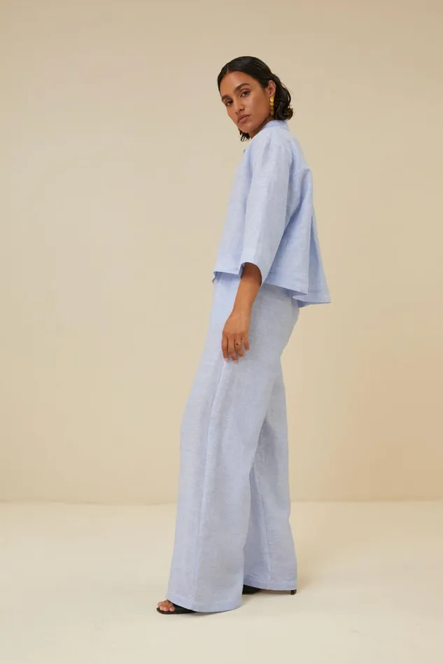 ByBar Broeken Vrouwelijk Randy Pinstripe Pant Sky Blue ByBar Broeken Vrouwelijk Randy Pinstripe Pant Sky Blue