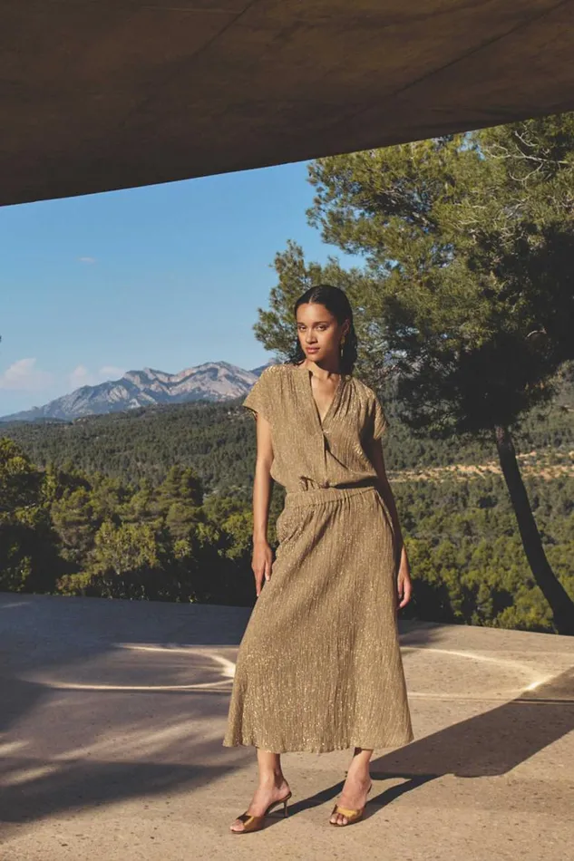 ByBar Rokken Vrouwelijk Juta Lurex Skirt Gold