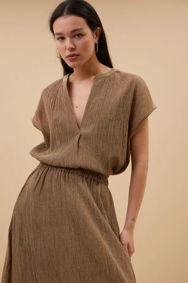 ByBar Rokken Vrouwelijk Juta Lurex Skirt Gold