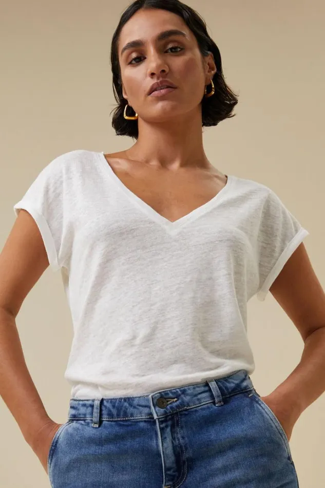 ByBar Tops and Shirts Vrouwelijk Mila Linen Top Off White ByBar Tops and Shirts Vrouwelijk Mila Linen Top Off White