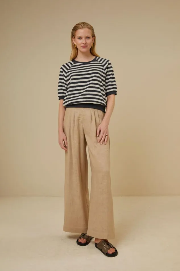ByBar Tops and Shirts Vrouwelijk Neva Slub Stripe Top Jet Black
