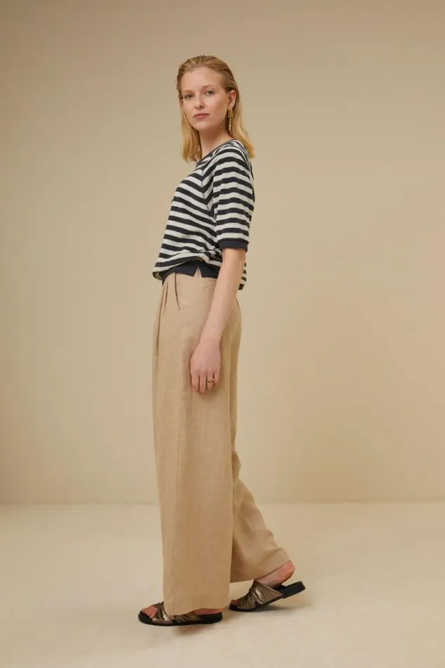 ByBar Tops and Shirts Vrouwelijk Neva Slub Stripe Top Jet Black ByBar Tops and Shirts Vrouwelijk Neva Slub Stripe Top Jet Black
