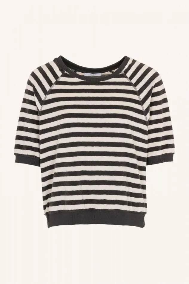 ByBar Tops and Shirts Vrouwelijk Neva Slub Stripe Top Jet Black ByBar Tops and Shirts Vrouwelijk Neva Slub Stripe Top Jet Black