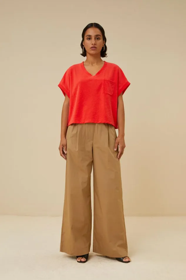 ByBar Tops and Shirts Vrouwelijk Tammie Slub Top PoppyRed ByBar Tops and Shirts Vrouwelijk Tammie Slub Top PoppyRed