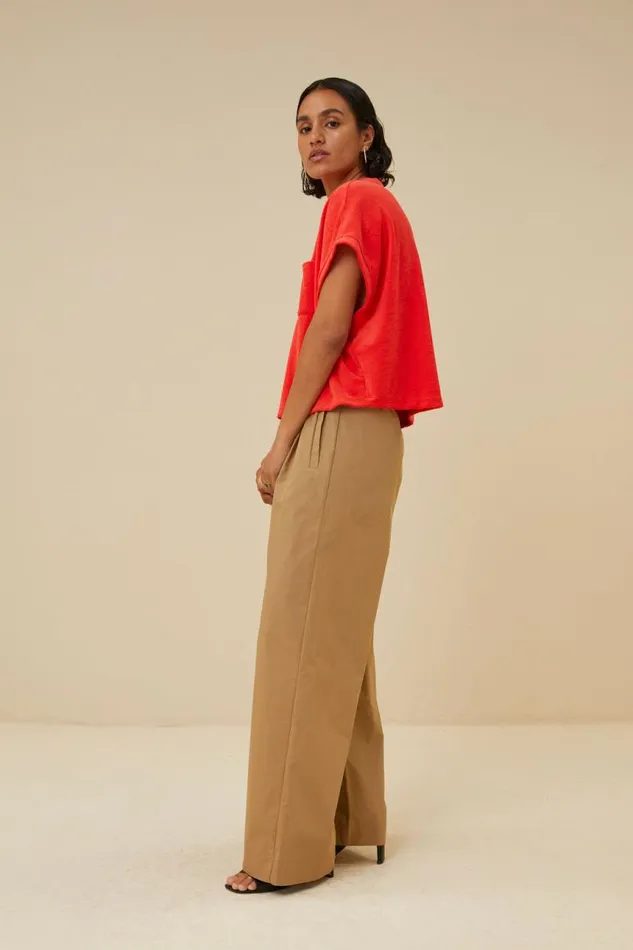 ByBar Tops and Shirts Vrouwelijk Tammie Slub Top PoppyRed ByBar Tops and Shirts Vrouwelijk Tammie Slub Top PoppyRed