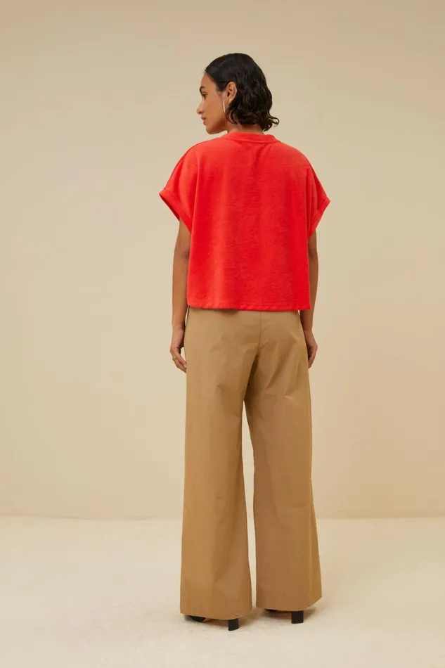 ByBar Tops and Shirts Vrouwelijk Tammie Slub Top PoppyRed ByBar Tops and Shirts Vrouwelijk Tammie Slub Top PoppyRed