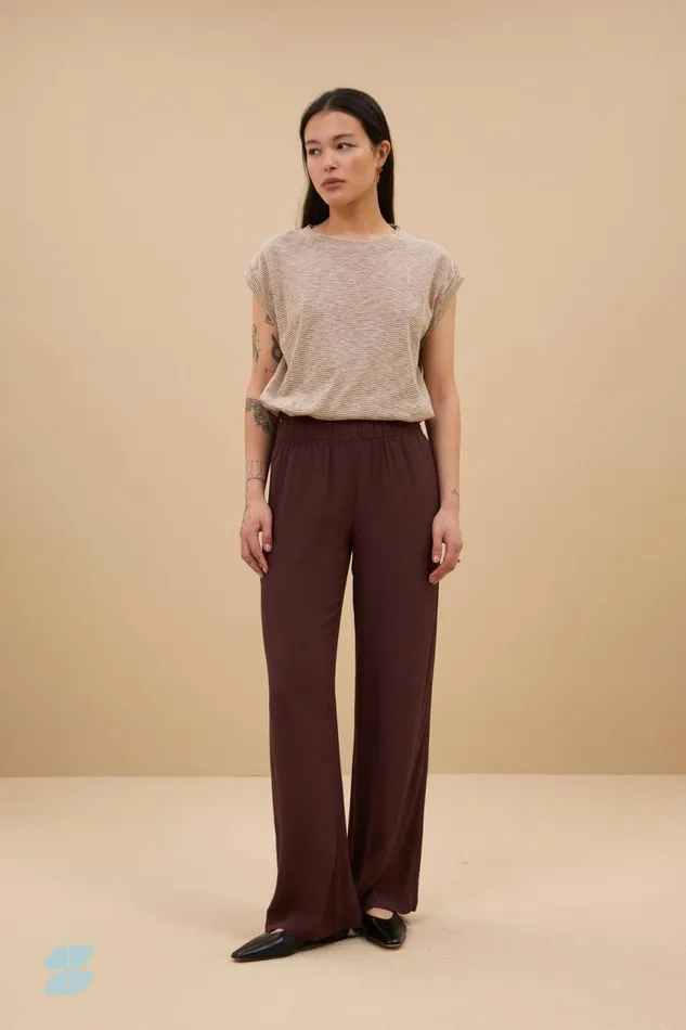 ByBar Tops and Shirts Vrouwelijk Tobi Thin Stripe Top Pecan