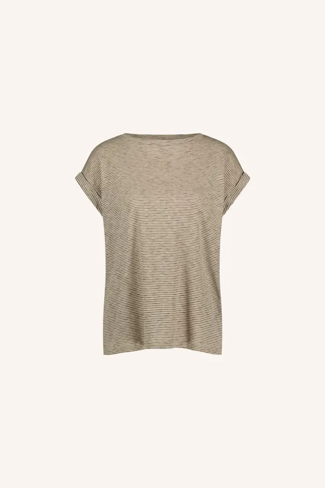 ByBar Tops and Shirts Vrouwelijk Tobi Thin Stripe Top Pecan ByBar Tops and Shirts Vrouwelijk Tobi Thin Stripe Top Pecan
