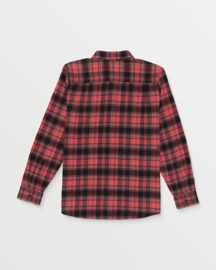 Caden Plaid Long Sleeve Shirt 8211 Cranberry Mens Volcom Shirts and Flannels