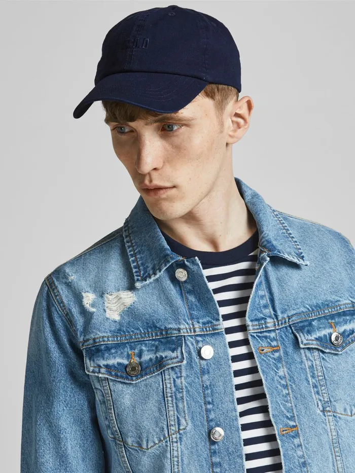 Caps JACK and JONES Mens RDD EMBROIDERY DAD CAP Blue Navy Blazer