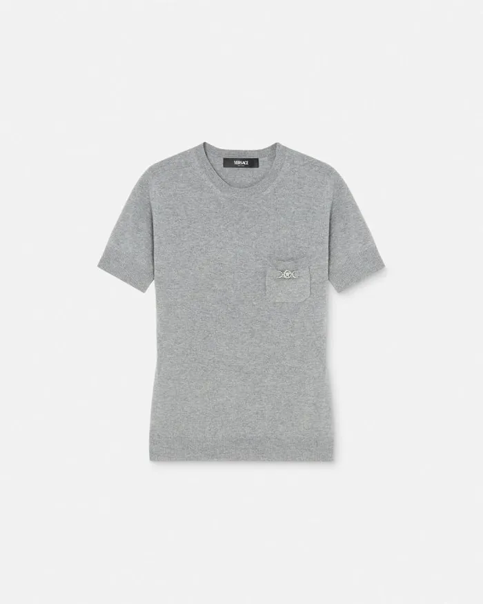 CashmereBlend Knit Top Gray Women Versace Knitwear