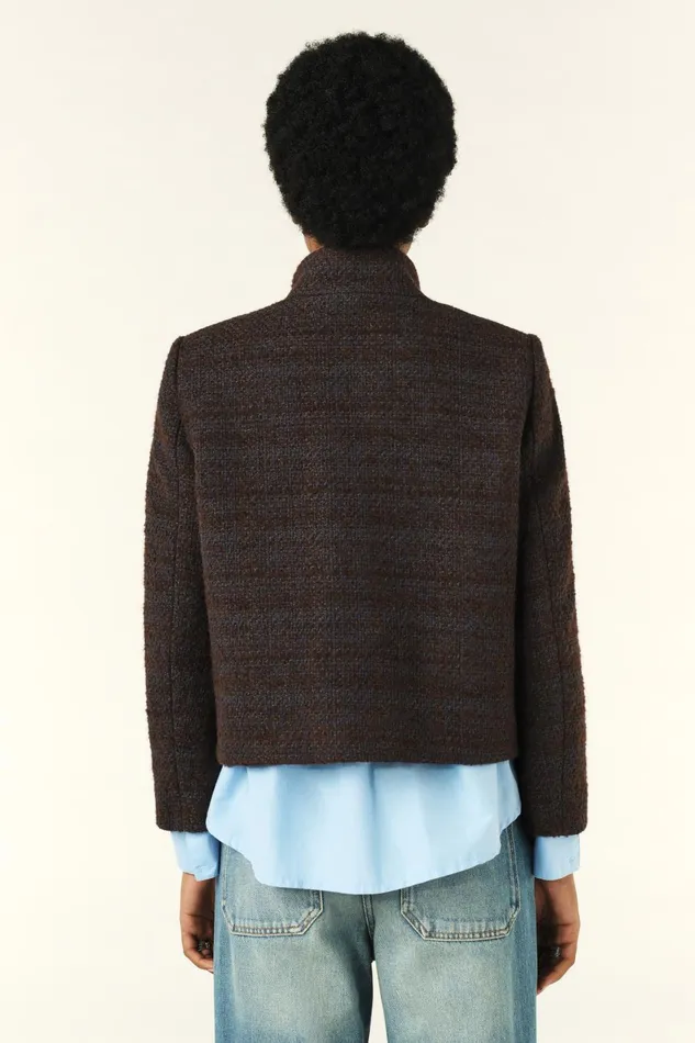 Casual Cropped Jacket Bago Brown Women Baandsh Jackets and Coats
