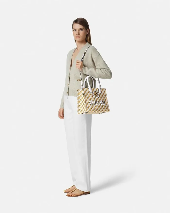 Chain Stripes La Medusa Small Tote Bag Print Women Versace Totes