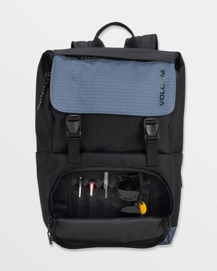 Charter Fold Over Backpack 8211 Storm Blue Mens Volcom Bags and Backpacks