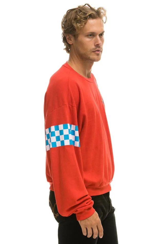 Check 2 Sleeve Relaxed Crew Sweatshirt 8211 Red White Blue WomenMen Aviator Nation Sweatshirts