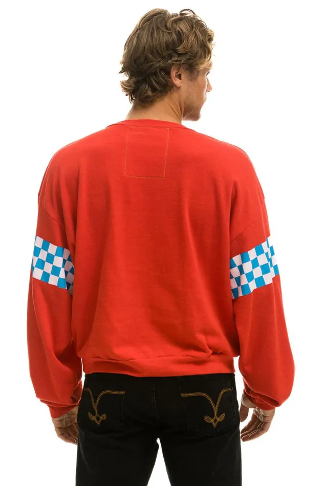 Check 2 Sleeve Relaxed Crew Sweatshirt 8211 Red White Blue WomenMen Aviator Nation Sweatshirts