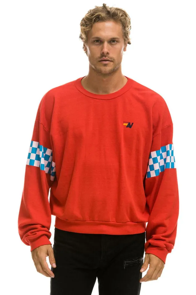 Check 2 Sleeve Relaxed Crew Sweatshirt 8211 Red White Blue WomenMen Aviator Nation Sweatshirts