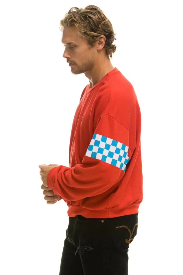 Check 2 Sleeve Relaxed Crew Sweatshirt 8211 Red White Blue WomenMen Aviator Nation Sweatshirts