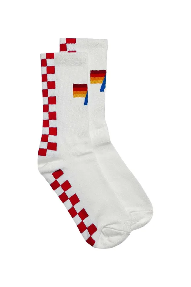 Checkered Sock 8211 White Red WomenMen Aviator Nation Socks