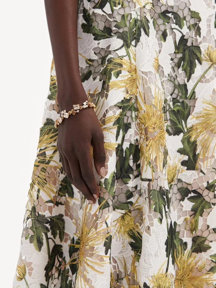 Chrysanthemum Guipure Dress Yellow Ivory Women Oscar De La Renta Dresses Chrysanthemum Guipure Dress Yellow Ivory Women Oscar De La Renta Dresses