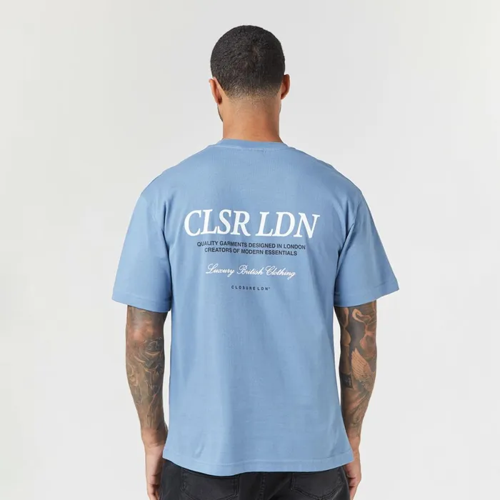 Closure London CLSR LDN Luxe TShirt Steel Blue Men TShirts
