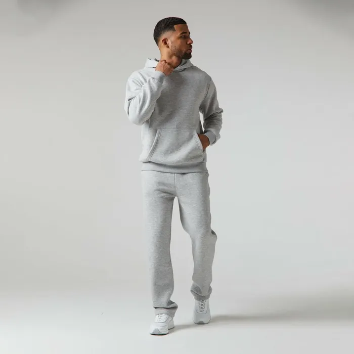 Closure London Relaxed Fit Open Hem Tracksuit Grey Marl Men Tracksuits
