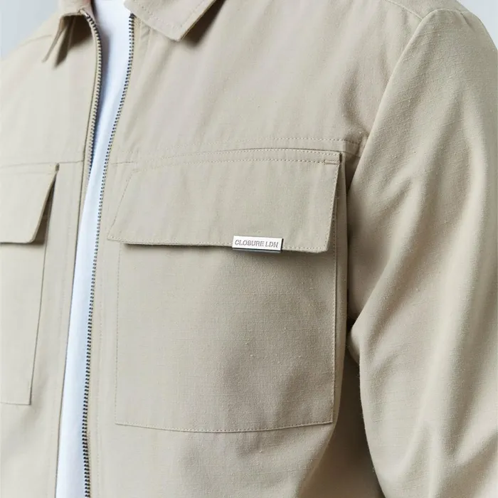 Closure London Smart Utility Overshirt Sand Men Overshirts