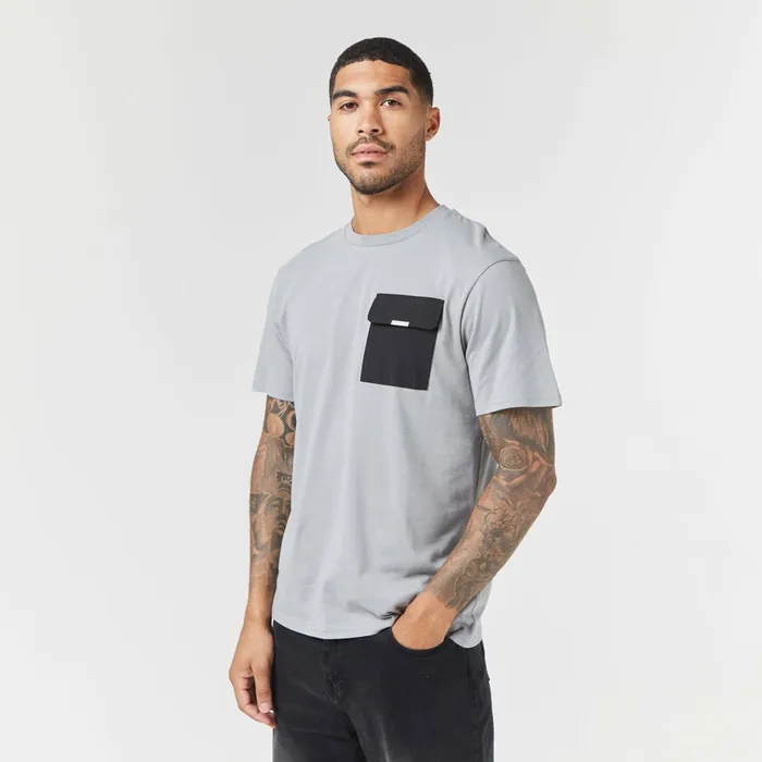 Closure London Tech Nylon Pocket TShirt Grey Black Men TShirts