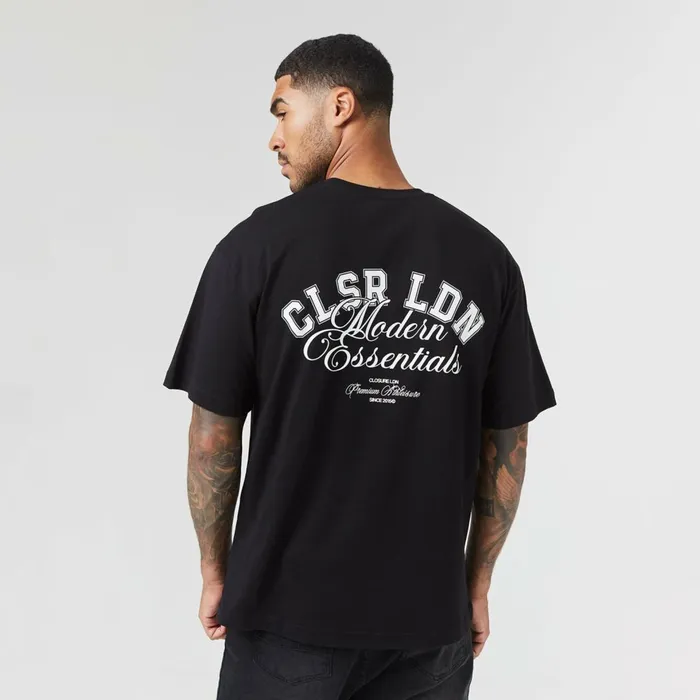 Closure London Varsity Back Logo TShirt Black Men TShirts