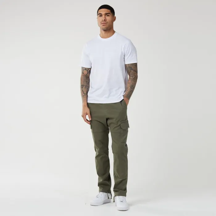 Closure London Washed Open Hem Cargo Pants Khaki Men Pants