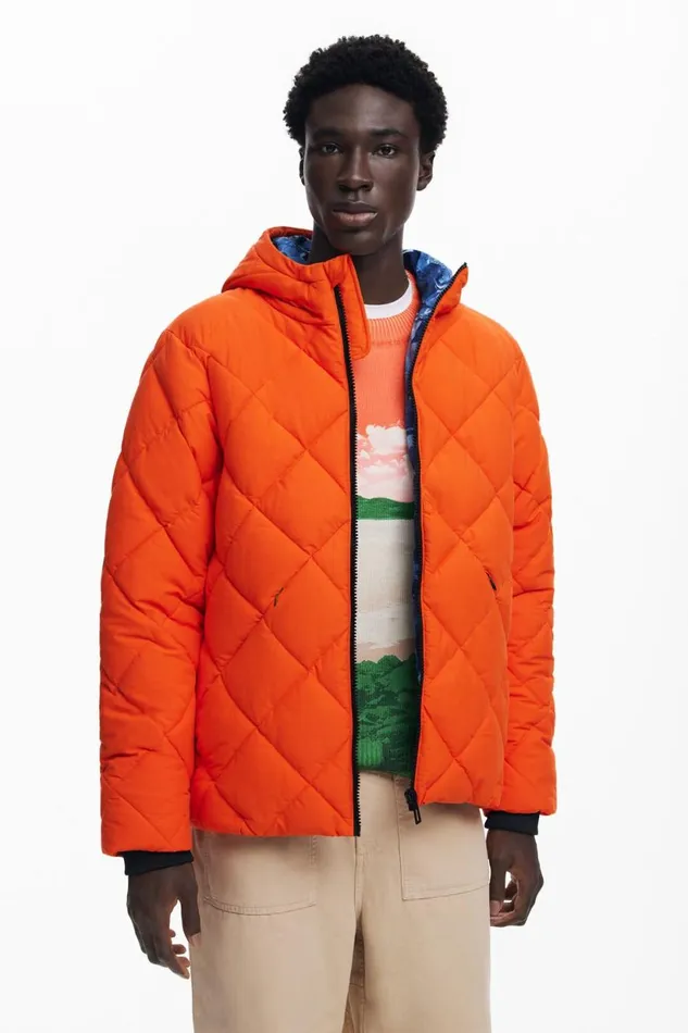 Coats And Jackets Men Desigual Padded Coat Orange
