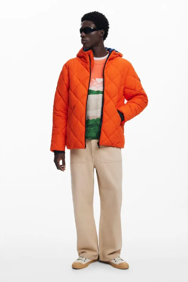 Coats And Jackets Men Desigual Padded Coat Orange