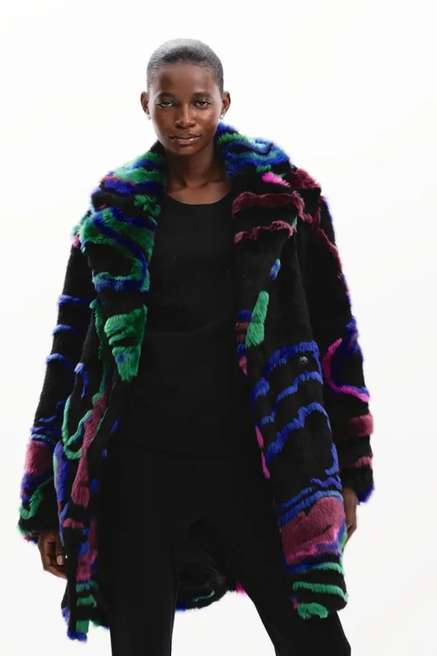 Coats And Jackets Women Desigual Fur Coat Black
