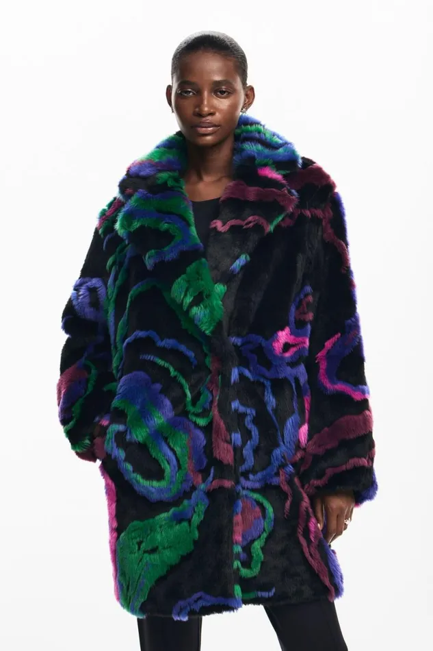 Coats And Jackets Women Desigual Fur Coat Black