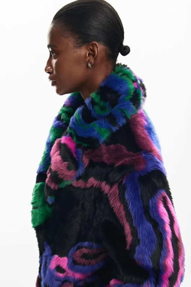 Coats And Jackets Women Desigual Fur Coat Black