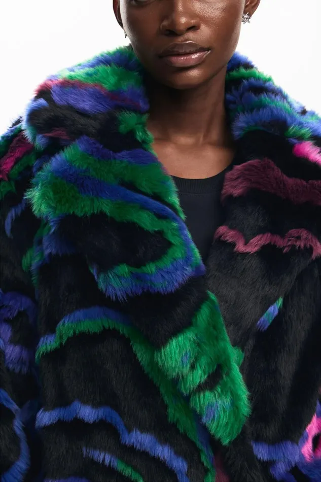 Coats And Jackets Women Desigual Fur Coat Black