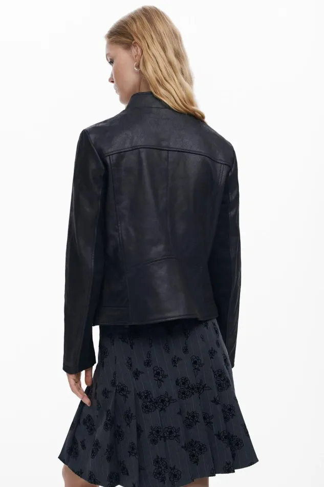 Coats And Jackets Women Desigual Slim Biker Jacket Black