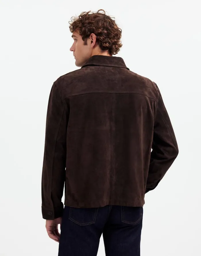 Coats Jackets Men Madewell Suede Leather Boxy ShirtJacket Roasted Espresso